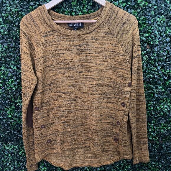 Sweet Wanderer, elbow patch, crewneck, long sleeve sweater, Women's Size M - Picture 1 of 6